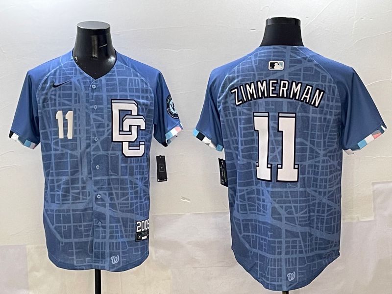 Men Washington Nationals 11 Zimmerman Blue Joint Name 2025 Nike MLB Jersey style 7